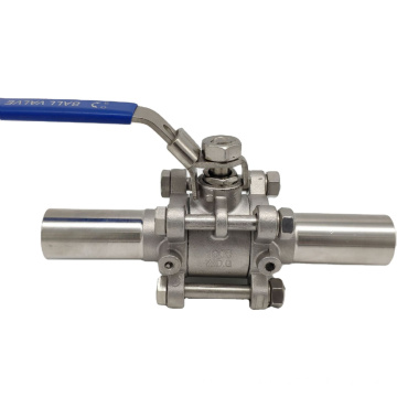 304 stainless steel  external thread connection with welded pipe ball valve DN25 304 sanitary 304 sanitary 3pc weld ball valve